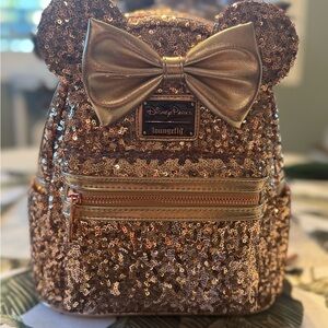 Loungefly Rose Gold Sequin Mini Backpack